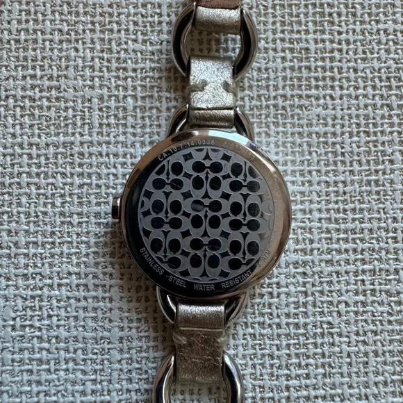 Coach Metallic Platinum Leather and SS Watch - Picture 4 of 10